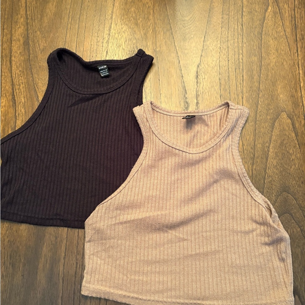 SHEIN Ribbed Tank Top Duo - Black and Cream